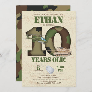 Army Invitation - 10th Birthday Invitation