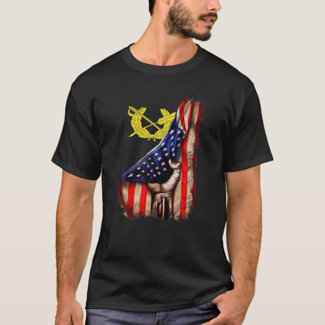 Army JAG Corps Branch American Flag T-Shirt (Front)