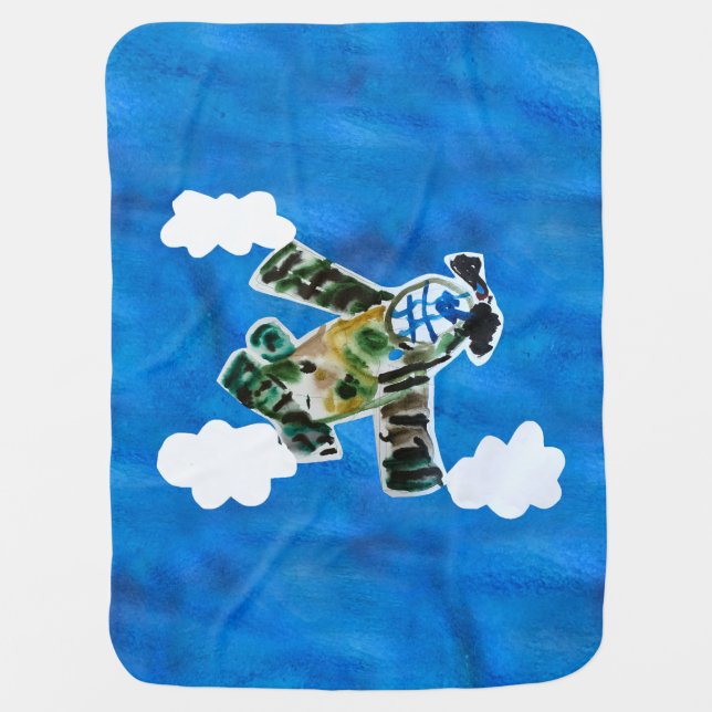 Army Jet "Art by Kids" Baby Blanket (Front)