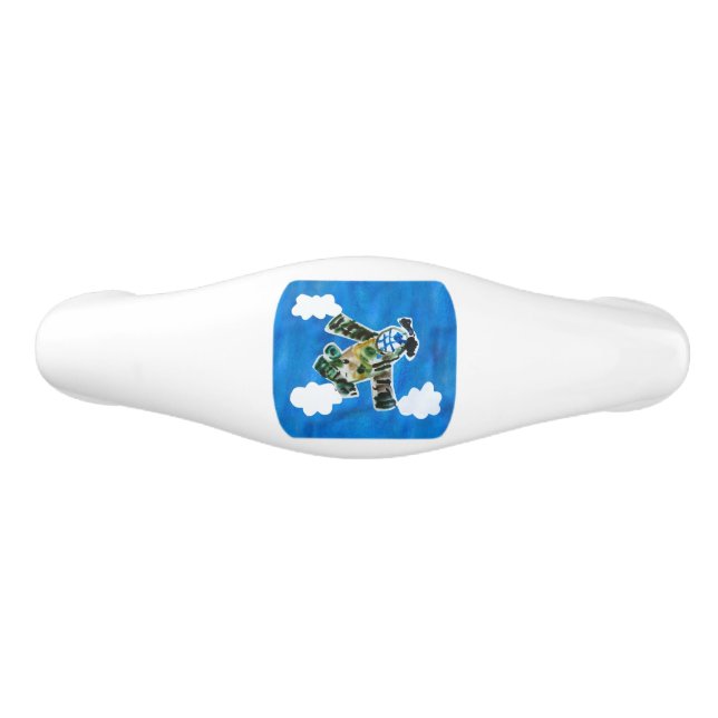 Army Jet "Art by Kids" Ceramic Drawer Pull (Front)