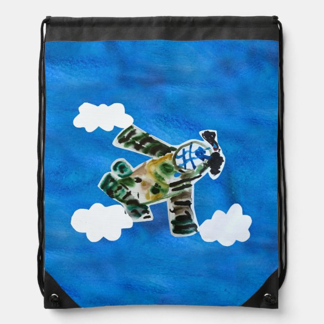 Army Jet "Art by Kids" Drawstring Bag (Front)
