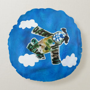 Army Jet "Art by Kids" Round Pillow