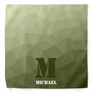 Army light green geometric mesh pattern Monogram Bandana
