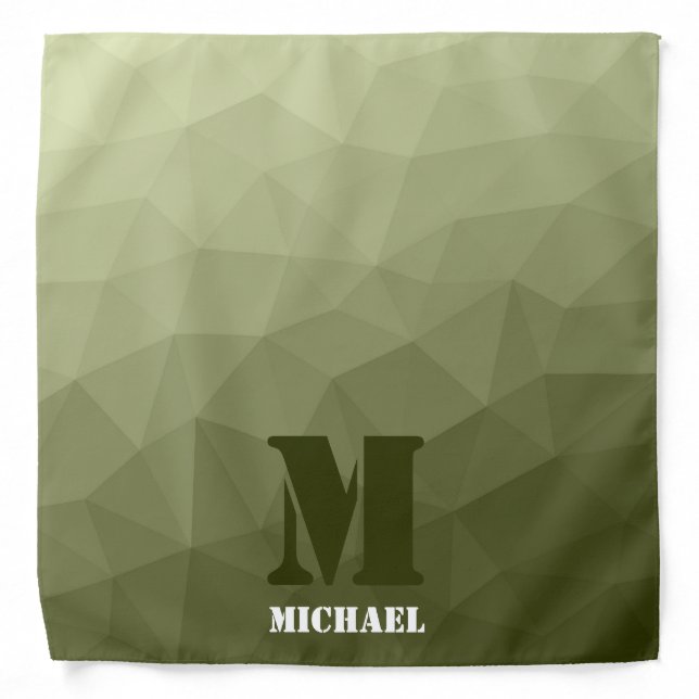 Army light green geometric mesh pattern Monogram Bandana (Front)