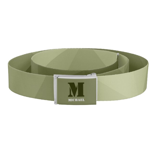 Army light green geometric mesh pattern Monogram Belt (Coil)