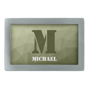 Army light green geometric mesh pattern Monogram Belt Buckle