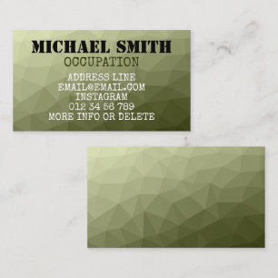 Army light green geometric mesh pattern Monogram Business Card
