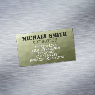 Army light green geometric mesh pattern Monogram Business Card Magnet