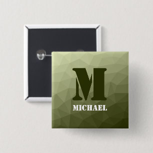 Army light green geometric mesh pattern Monogram Button