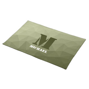 Army light green geometric mesh pattern Monogram Cloth Placemat