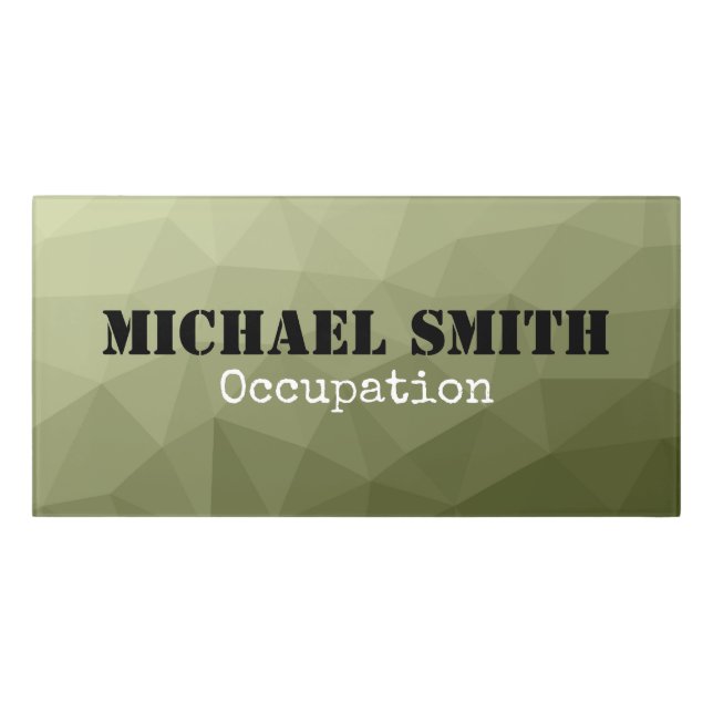 Army light green geometric mesh pattern Monogram Door Sign (Classic Front)