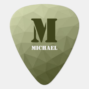 Army light green geometric mesh pattern Monogram Guitar Pick