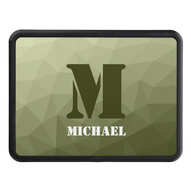 Army light green geometric mesh pattern Monogram Hitch Cover (Front)