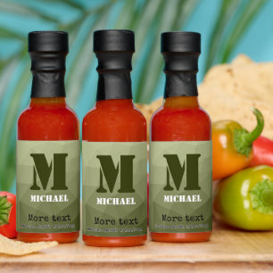 Army light green geometric mesh pattern Monogram Hot Sauces