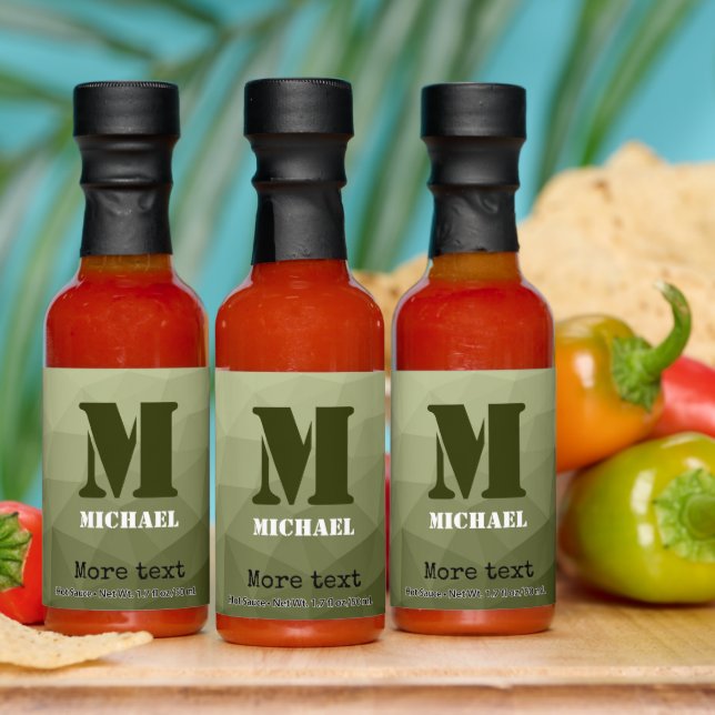 Army light green geometric mesh pattern Monogram Hot Sauces (Multi)