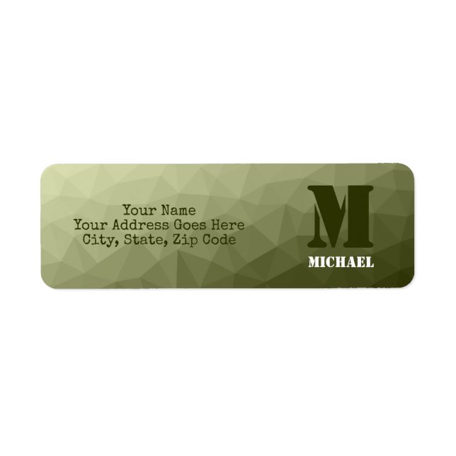 Army light green geometric mesh pattern Monogram Label (Front)