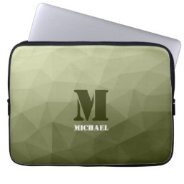 Army light green geometric mesh pattern Monogram Laptop Sleeve