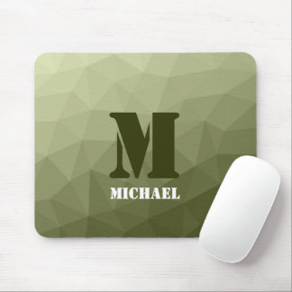 Army light green geometric mesh pattern Monogram Mouse Pad
