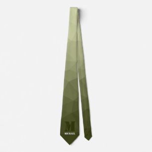 Army light green geometric mesh pattern Monogram Neck Tie