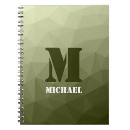 Army light green geometric mesh pattern Monogram Notebook