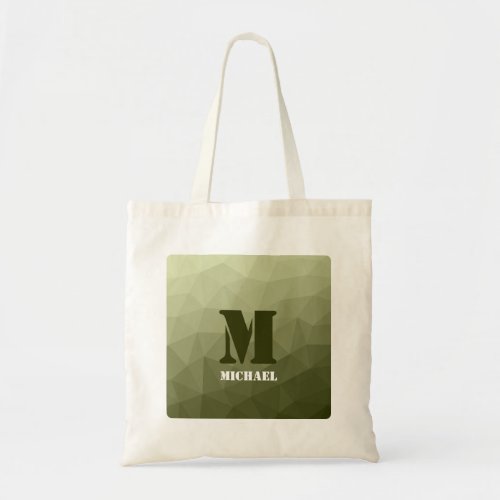 Army light green geometric mesh pattern Monogram Tote Bag