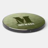 Army light green geometric mesh pattern Monogram Wireless Charger (Front 2)