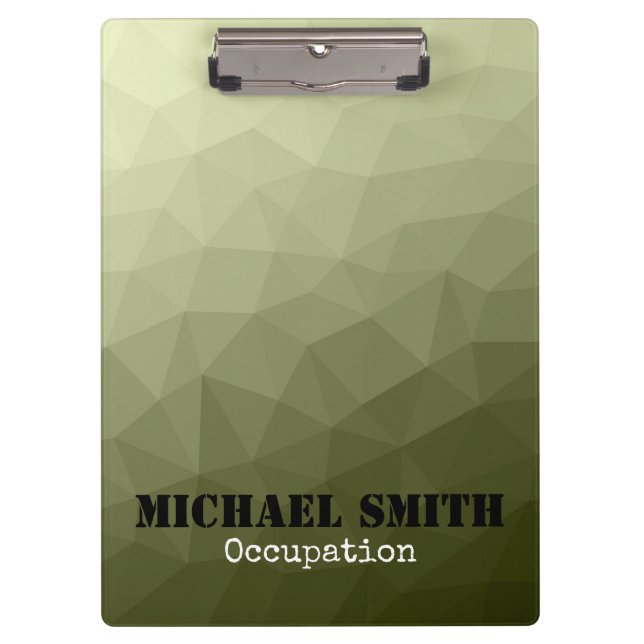 Army light green geometric mesh Your Custom name Clipboard (Front)