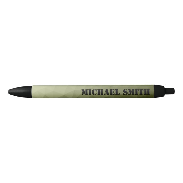 Army light green geometric mesh Your Custom name Pen (Front)