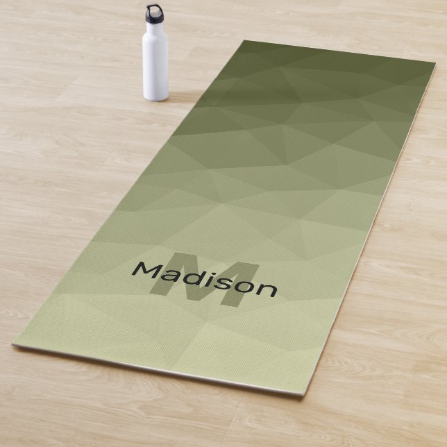 Army light green geometry mesh pattern Monogram Yoga Mat (In Situ)