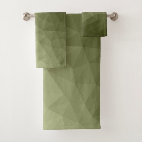 Army light green gradient geometric mesh pattern bath towel set