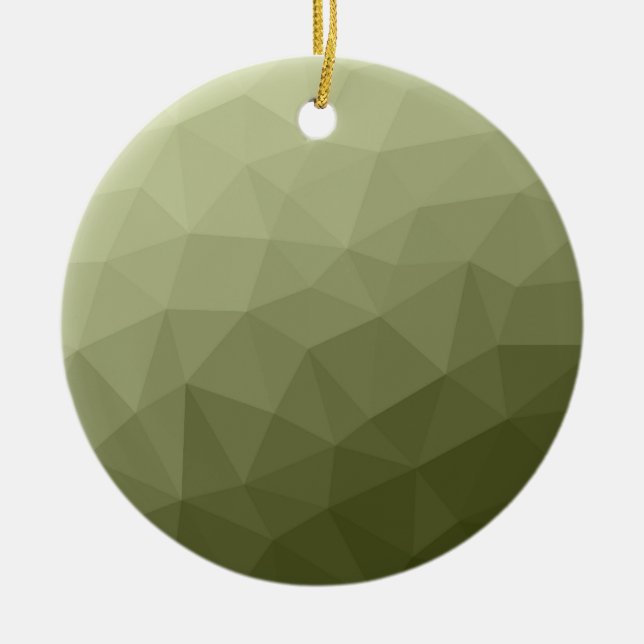 Army light green gradient geometric mesh pattern ceramic ornament (Front)