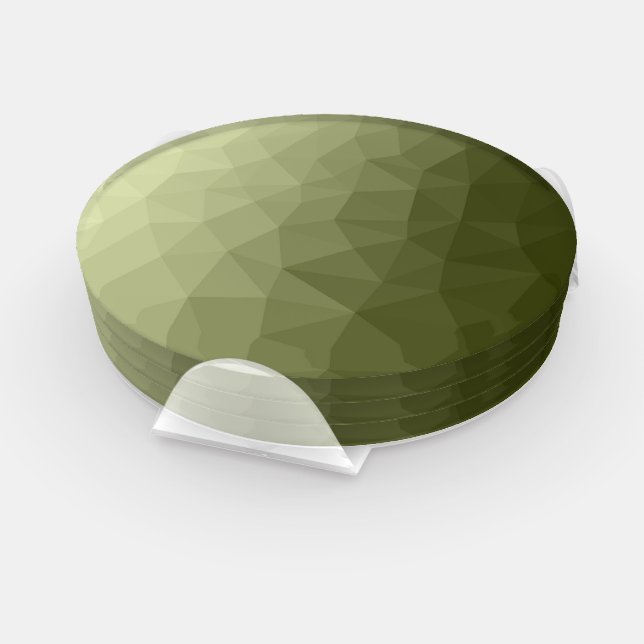 Army light green gradient geometric mesh pattern coaster set (Set)
