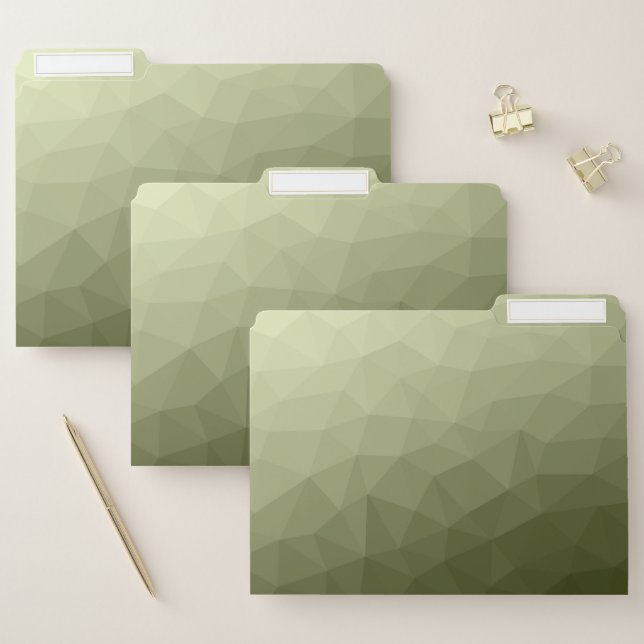 Army light green gradient geometric mesh pattern file folder (Set)
