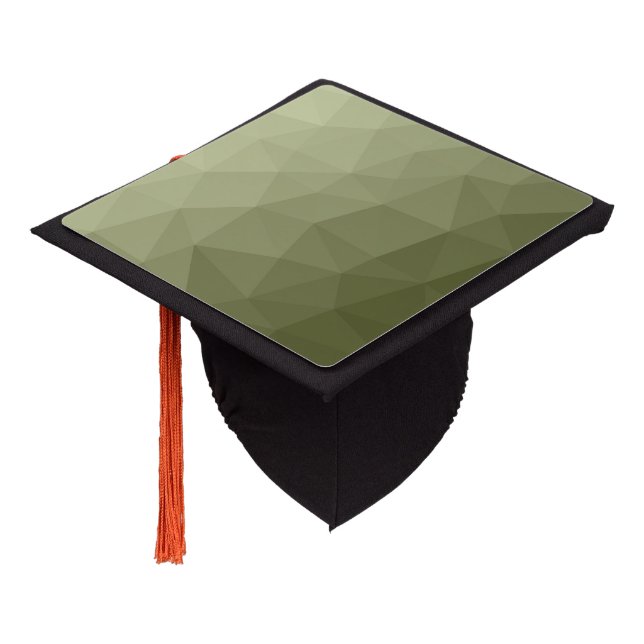 Army light green gradient geometric mesh pattern graduation cap topper (Angled)
