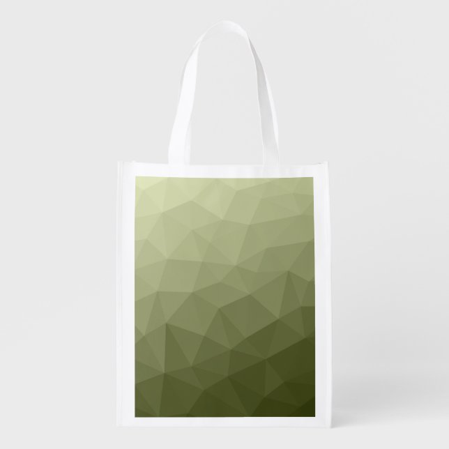 Army light green gradient geometric mesh pattern grocery bag (Front)