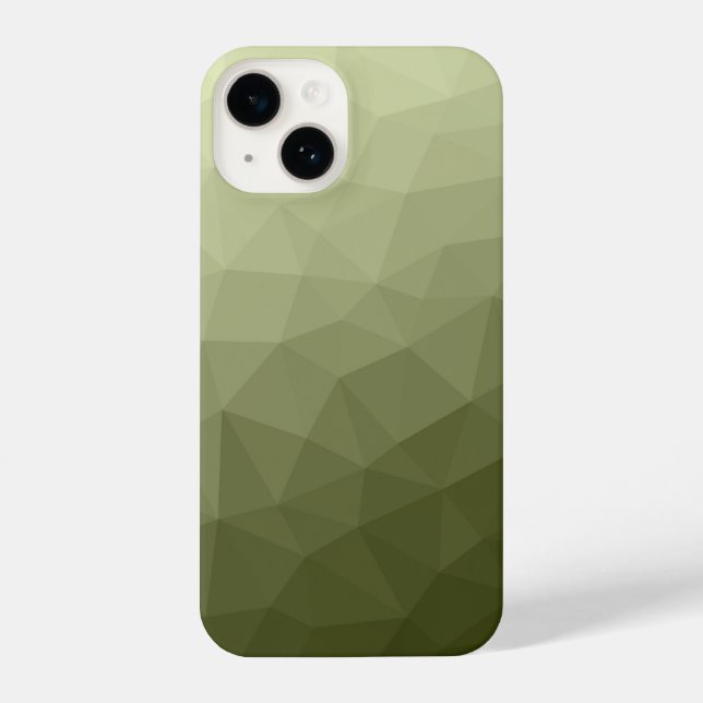 Army light green gradient geometric mesh pattern iPhone case (Back)