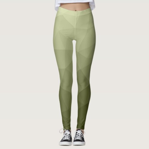 Army light green gradient geometric mesh pattern leggings