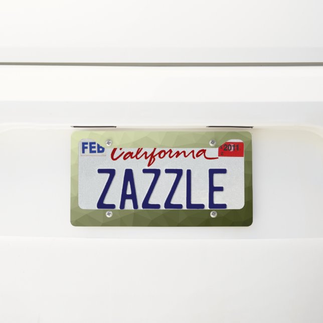 Army light green gradient geometric mesh pattern license plate frame (On Car)