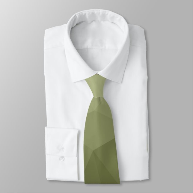 Army light green gradient geometric mesh pattern neck tie (Tied)