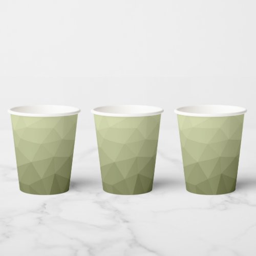 Army light green gradient geometric mesh pattern paper cups
