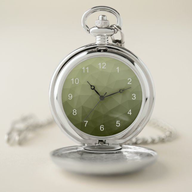 Army light green gradient geometric mesh pattern pocket watch (Inside)