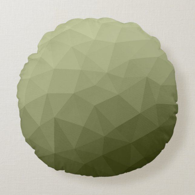 Army light green gradient geometric mesh pattern round pillow (Front)