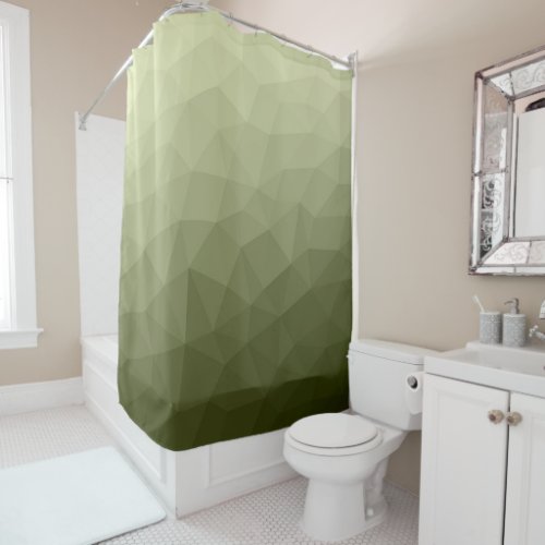 Army light green gradient geometric mesh pattern shower curtain