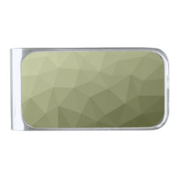 Army light green gradient geometric mesh pattern silver finish money clip