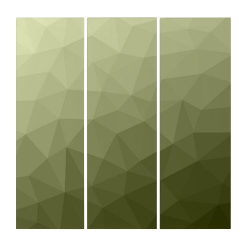 Army light green gradient geometric mesh pattern triptych