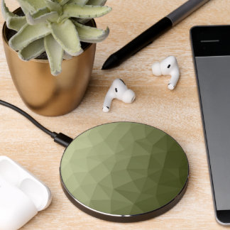 Army light green gradient geometric mesh pattern wireless charger