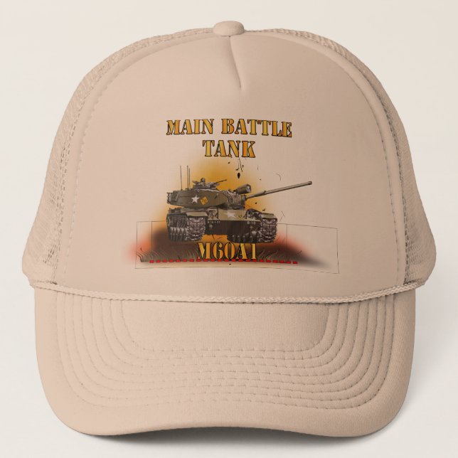 Army - Main Battle Tank - M60A1 w Fire- Right Face Trucker Hat (Front)