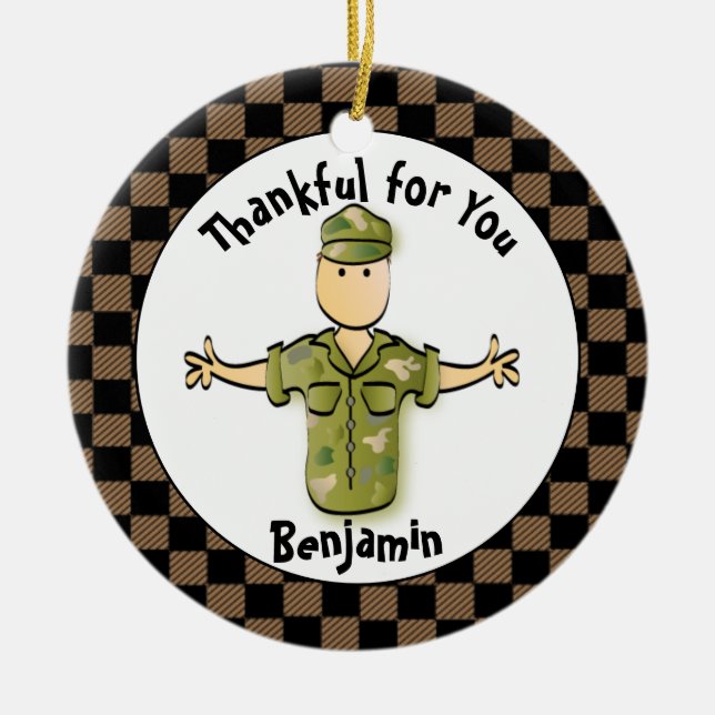 Army Man Personalized Gift - Funny Gift Veteran Ceramic Ornament (Front)