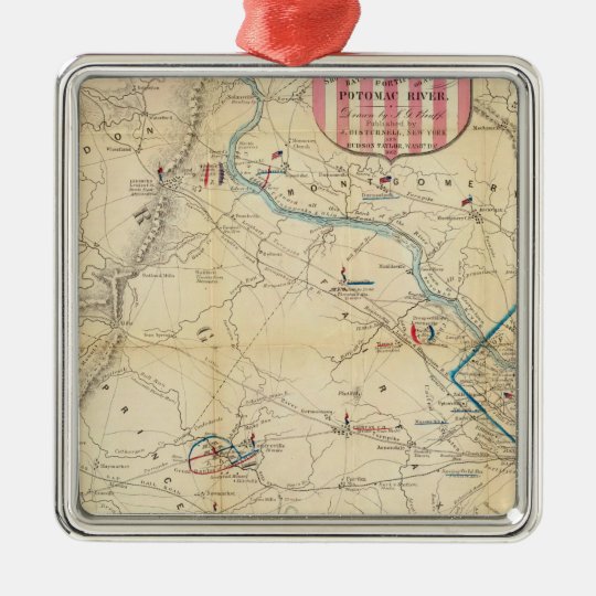 Army Map of The Seat of War In Virginia Metal Ornament