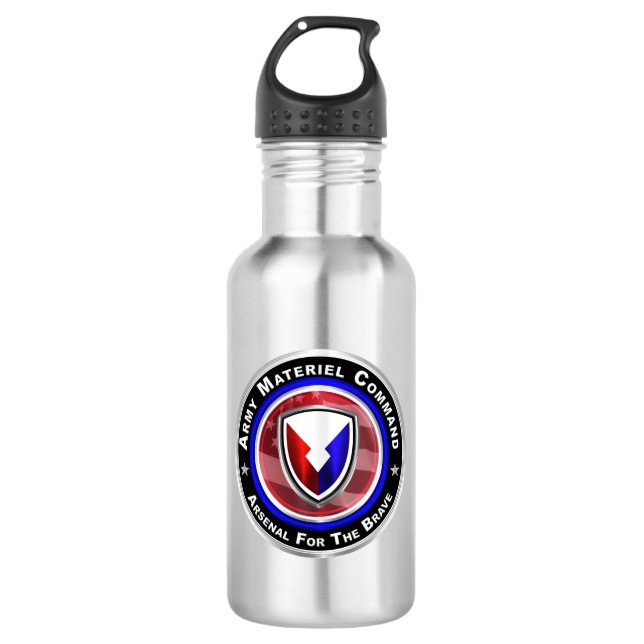 Army Materiel Command  Stainless Steel Water Bottle (Front)